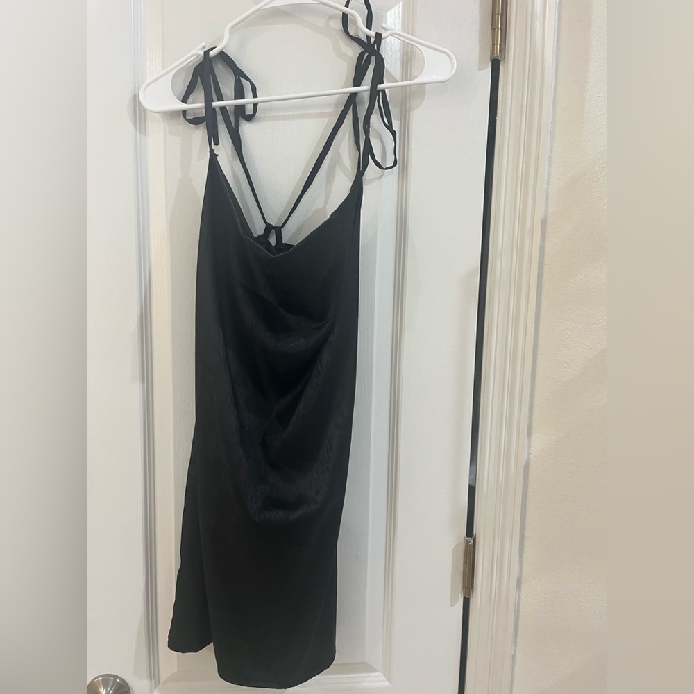 Adjustable black slip dress